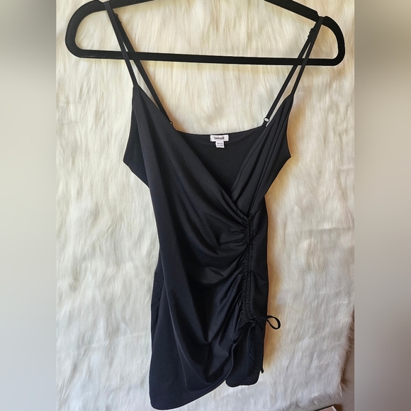 Garage Midnight Black Bodycon Ruched Slip Dress - Picture 2 of 7